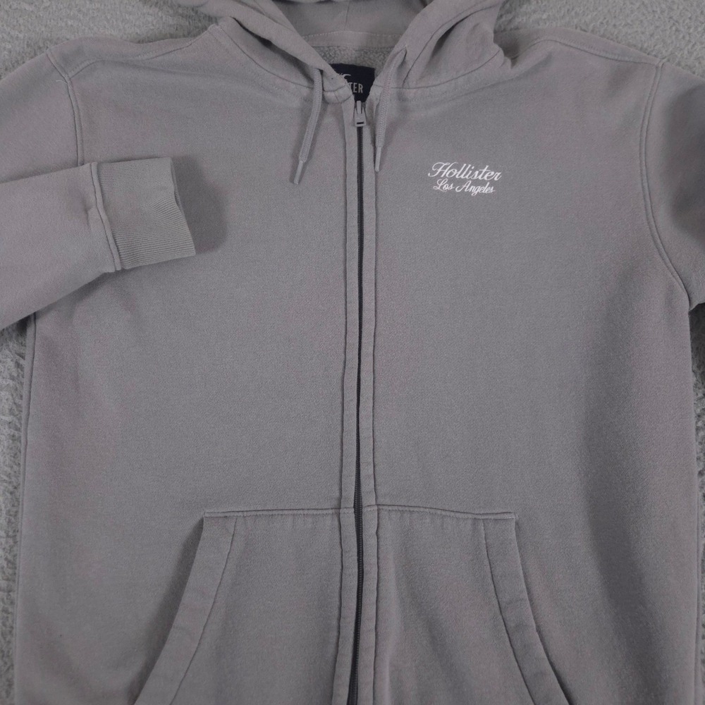 Hollister Hoodie Mens L Gray Los Angeles Full Zip Fleece Lined Soft‎ Sweatshirt